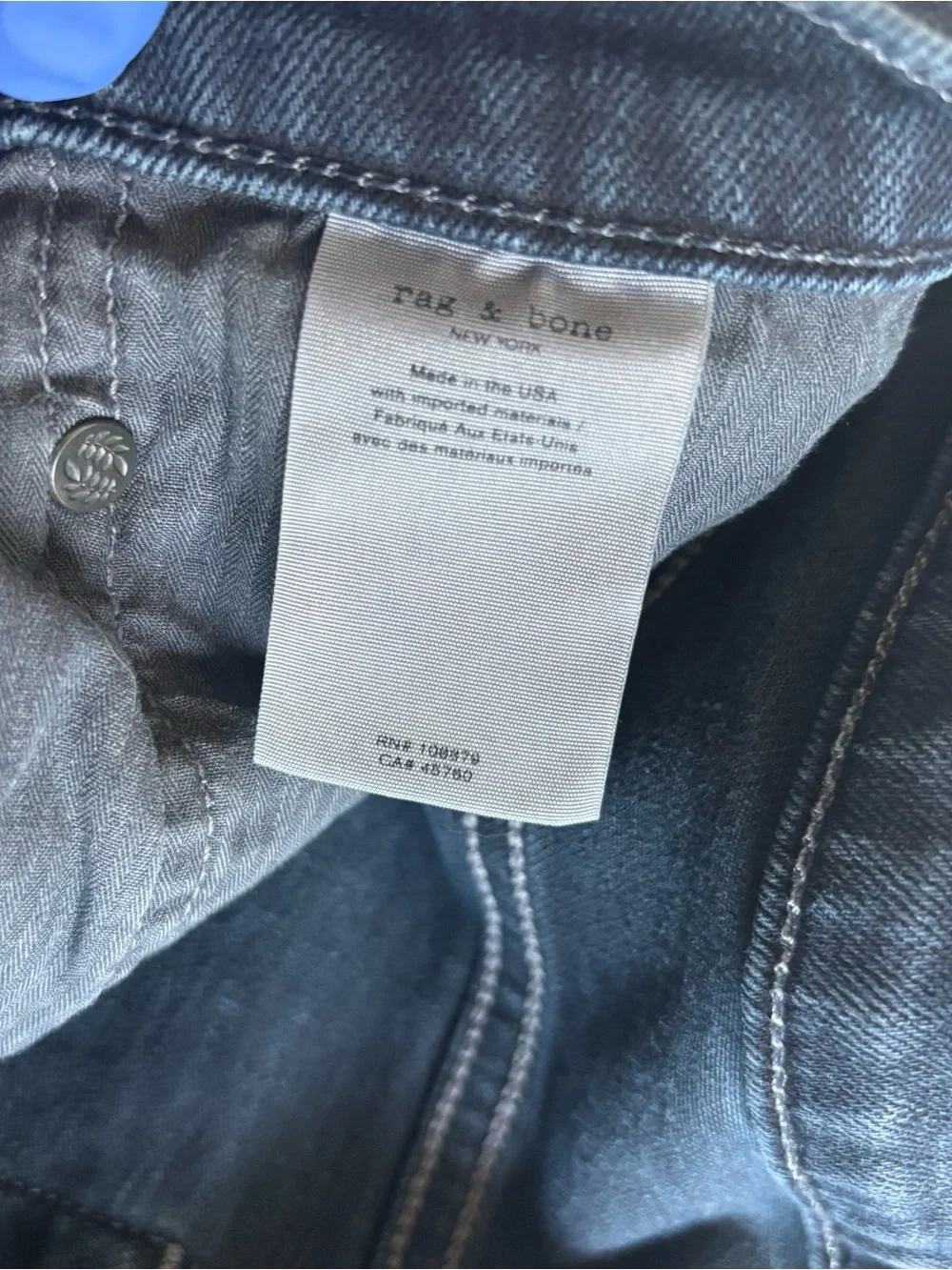 rag & bone Fit 2 Slim Men's Jeans Size 33 Minna Dark Indigo Overdye Stretch